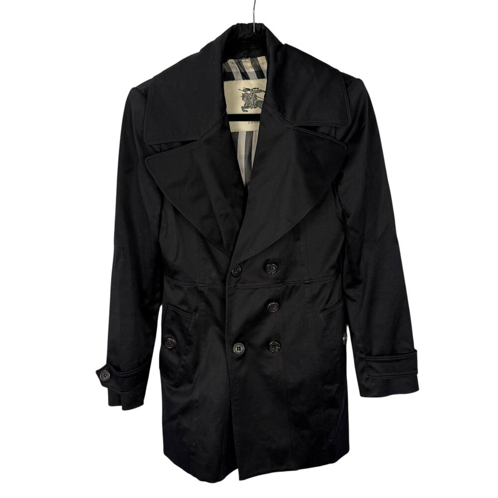Burberry Double Breasted Black Trench Coat Size Medium